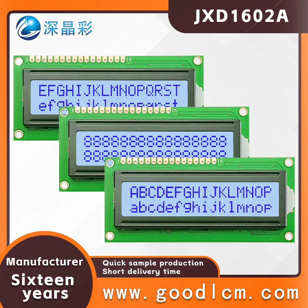 quality Small size characters display module JXD1602A STN Gray Positive lcd 16X2 dot matrix display 5.0V and 3.3V optional