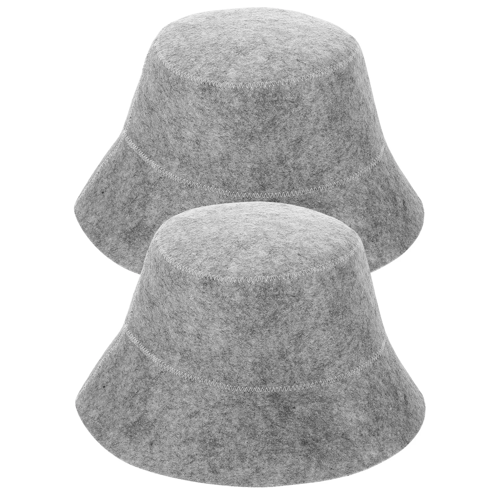 

2pcs Felt Wide Delicate Brim Portable Sun Protection Cap Breathable For Indoor Sauna Room Bath Travel Accessory