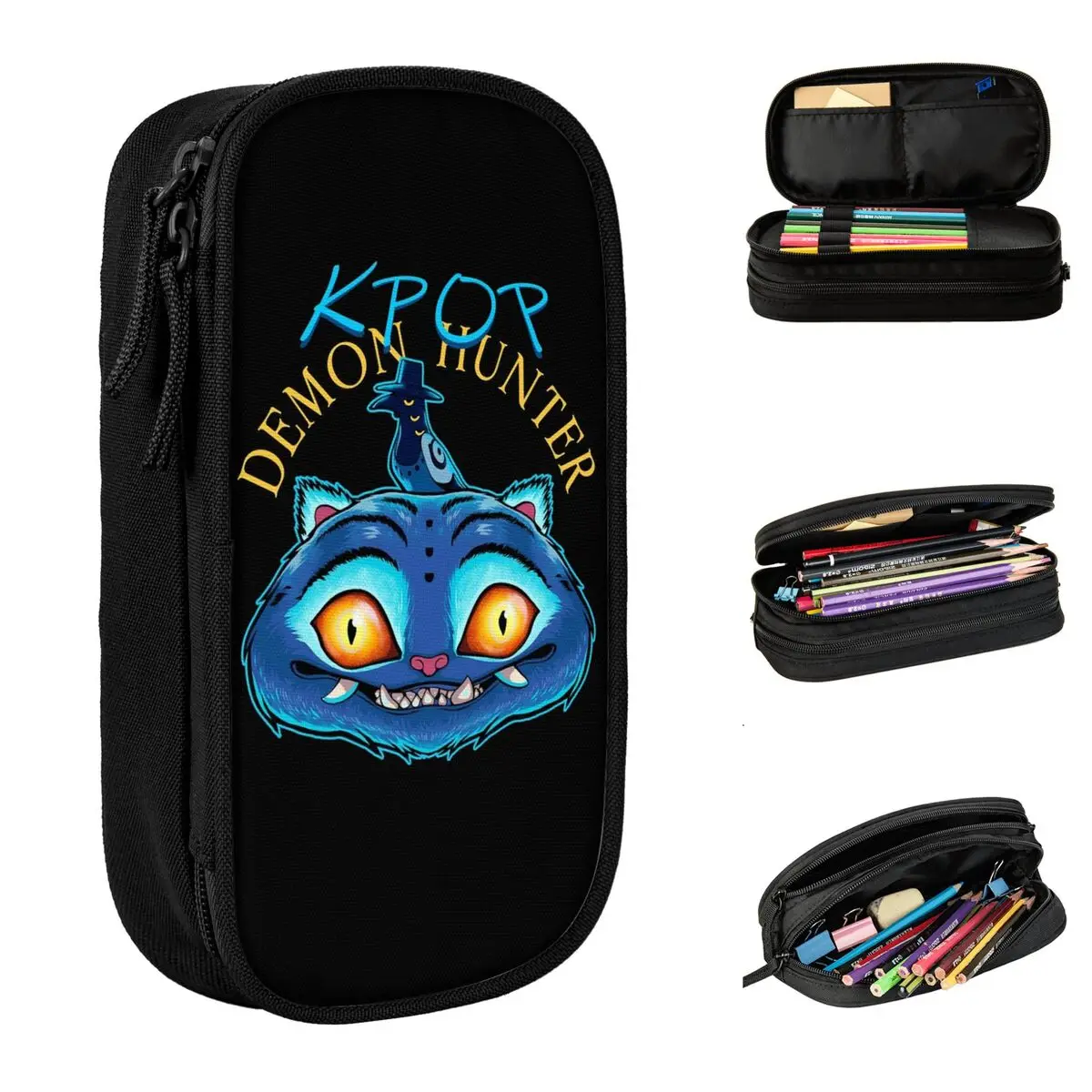 Saja Boys Kpop Demon Hunters Estuches de lápices Moda Derpy Tiger Portalápices Bolsas de lápices Niño Suministros de gran capacidad Caja de lápices con cremallera