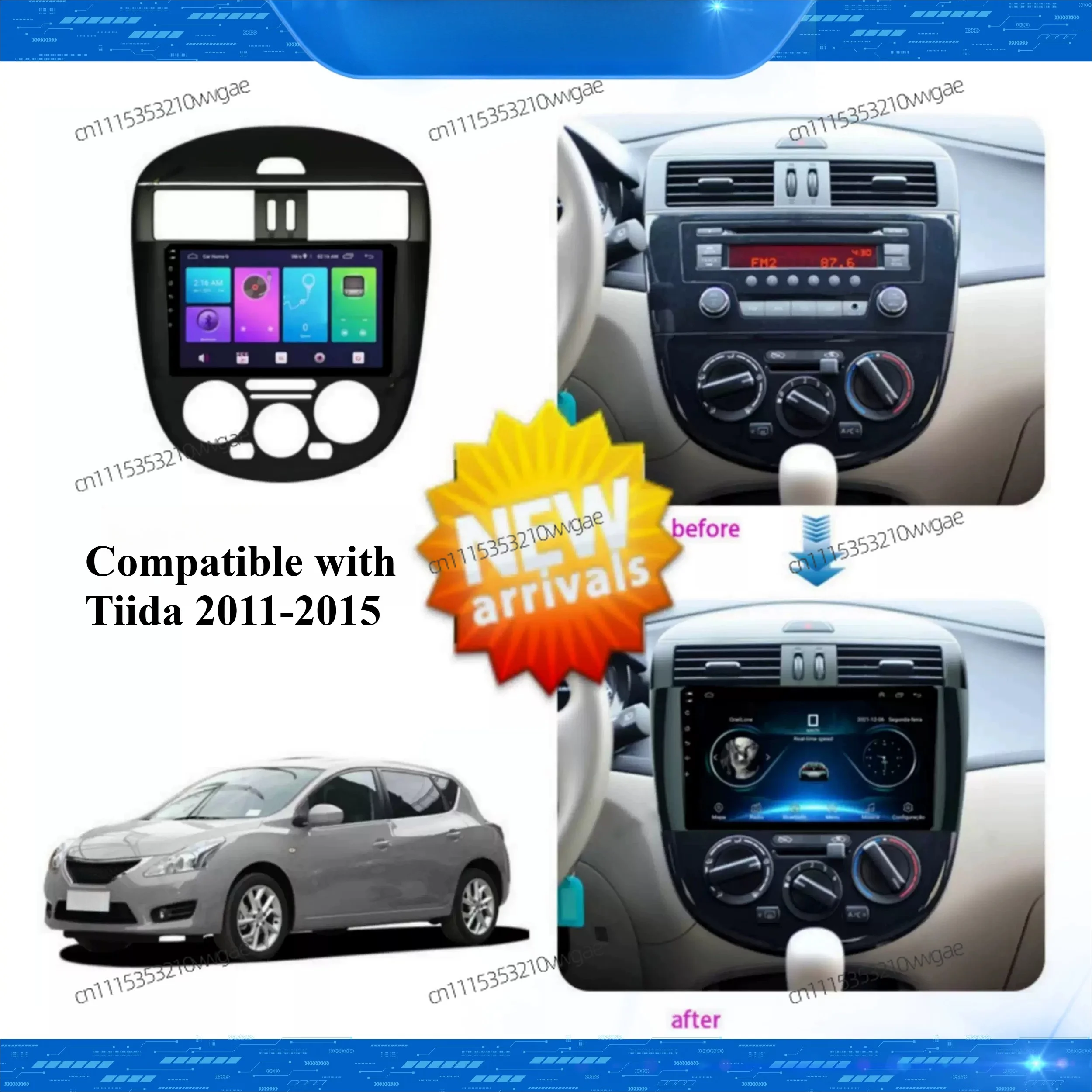 For 9 Inch Car Radio Fascia Panel for Nissan Tiida 2011-2015, Android Stereo Dash Frame, Aftermarket Dashboard Trim Kit