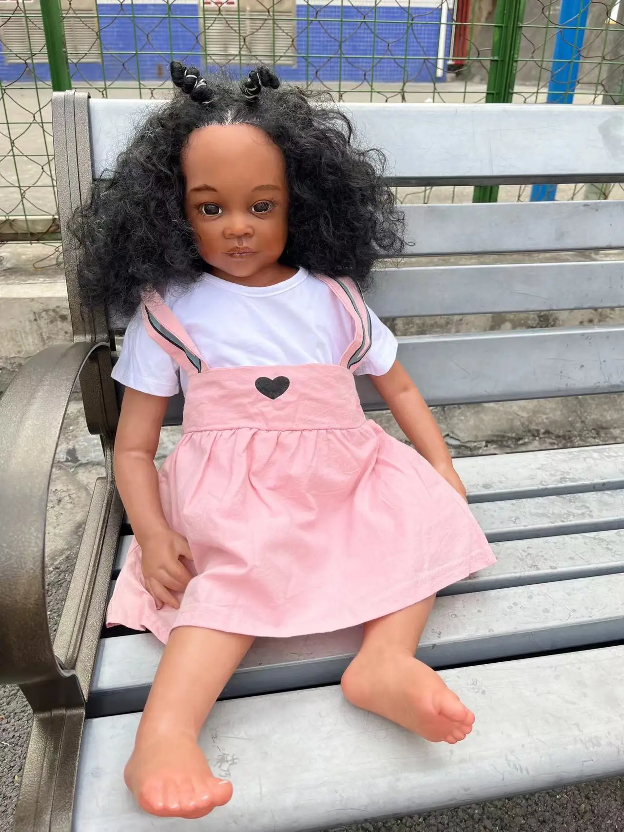 FBBD Customized Limited Supply 32inch Reborn Baby Meili With Hand-Rooted Hair Dark Skin Already Finished Doll Real Photos