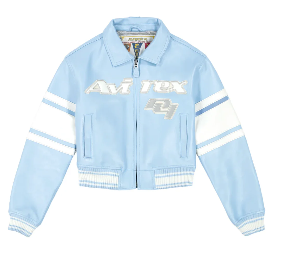 

Avirex 2024 New Women's European Sheepskin Genuine Leather Legend Jacket Embroidery More Feminine Sleeves Wide Stripe coat tops