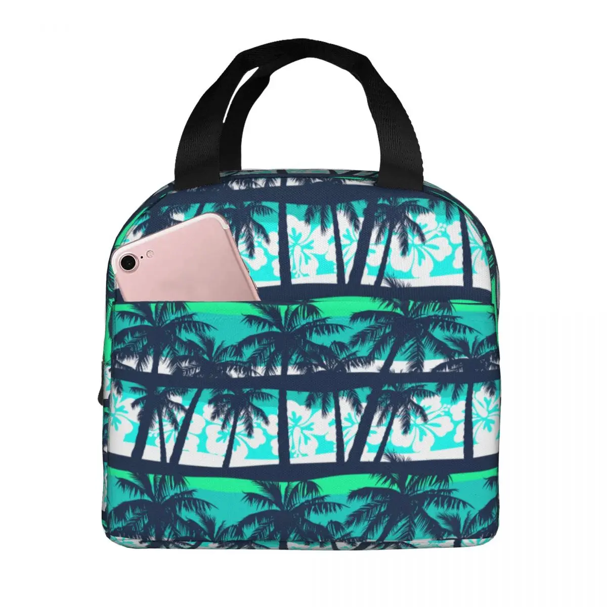 

Lunch Bag for Women Kids Tropical Frangipani Palm Trees Thermal Cooler Bag Waterproof Work Polyester Tote Food Storage Bags