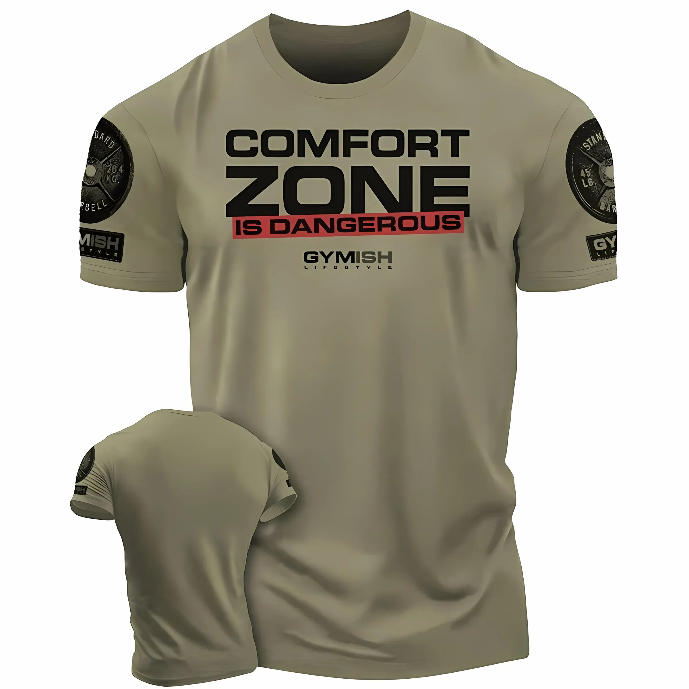 2025 Summer New sports fitness casual and fashionable 3D letter printed breathable and comfortable men's T-shirt