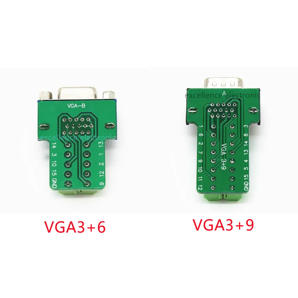 D-SUB DB15 Male 15Pin Jack Port to Terminal Breakout Board Connector 3Row Plug DR15 VGA Male Female with Case