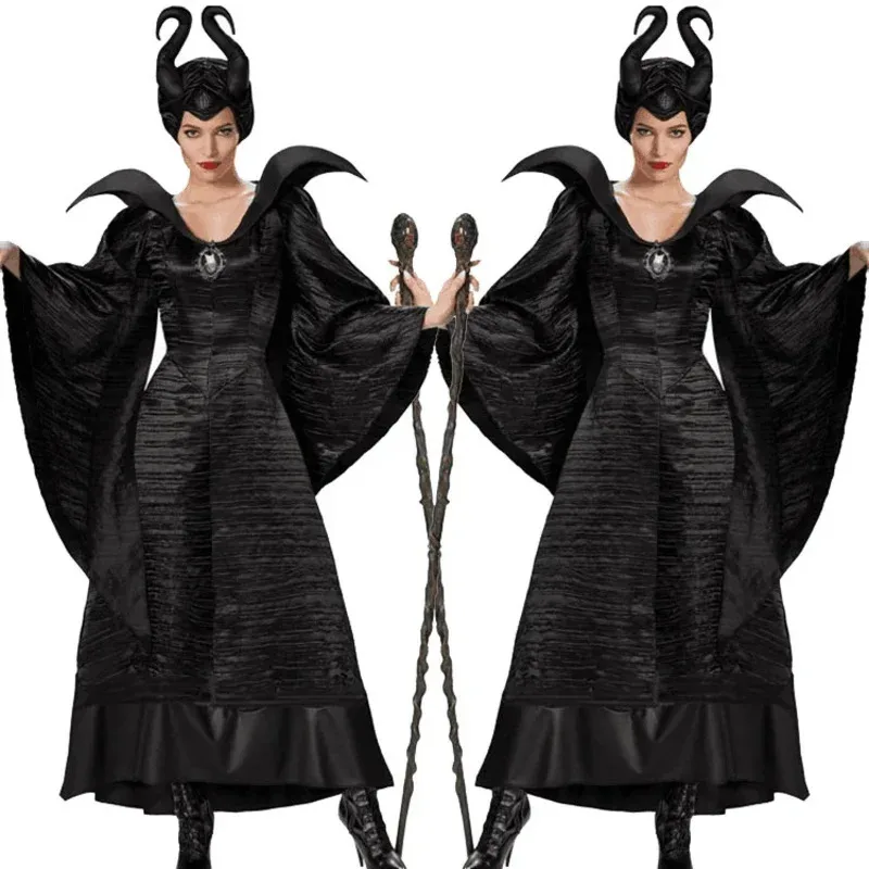 

Sleeping Curse Marlene Pherson Black Witch Dress Adult Robe Devil Dress Role Playing Dress