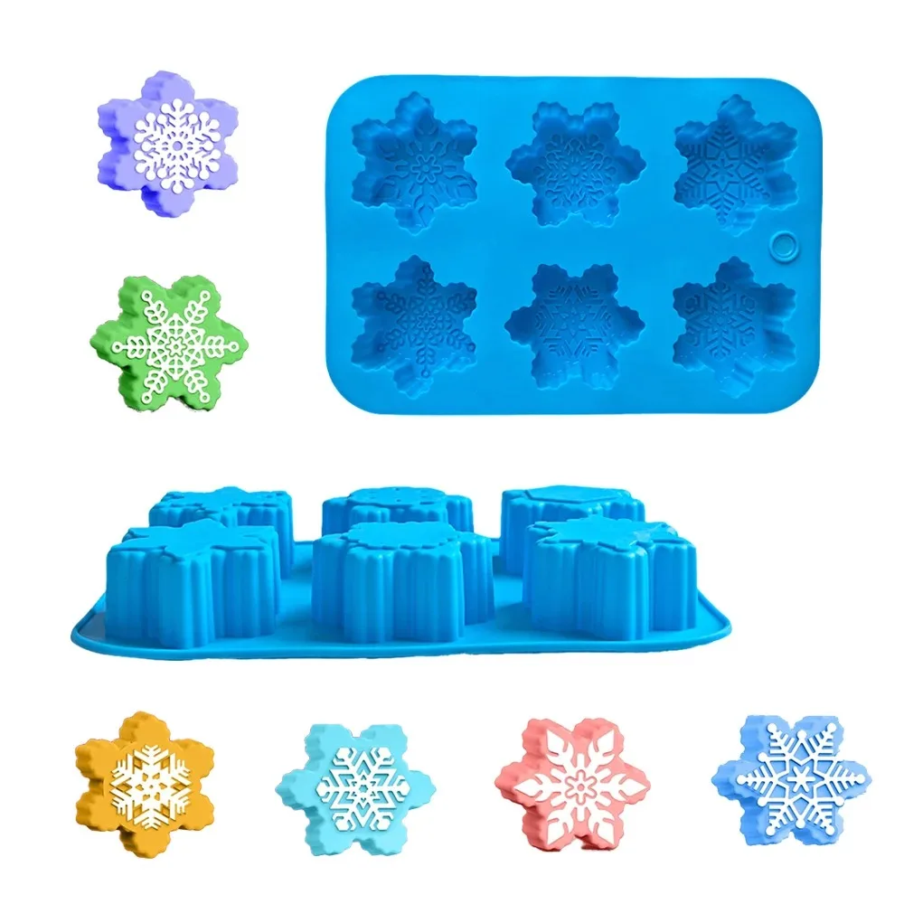 3D Christmas Snowflake Silicone Mold Handmade Soap Aromatherapy Plaster Chocolate Cake Baking Mold Christmas Party Gift