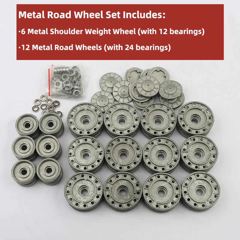 Heng Long 3878 3949 Metal Wheels Tank Parts Compatible with HL 1/16 KV1 KV2 Tank Model (Metal Road & Sprocket & Idler Wheels )