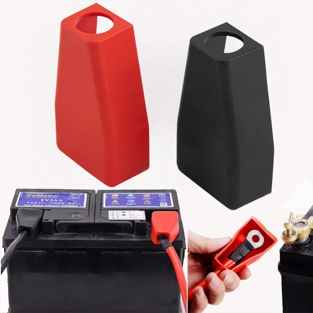 

2pcs Car Battery Terminal Covers Positive Negative Top Post Cap Protection Insulate Case Battery Wire Connectors Rubber Caps