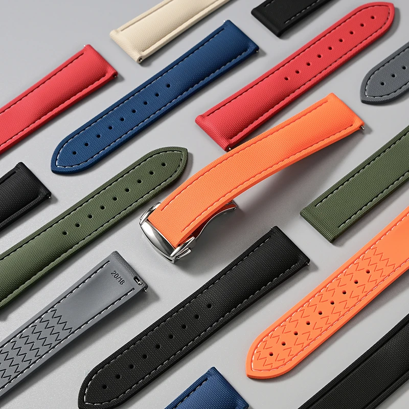 

Качественный фторкаучук FKM с изогнутым концом, подходит для ремешка Omega 20 мм, новый ремешок для часов Seamaster 300 для дайвинга из нержавеющей стали с складной пряжкой