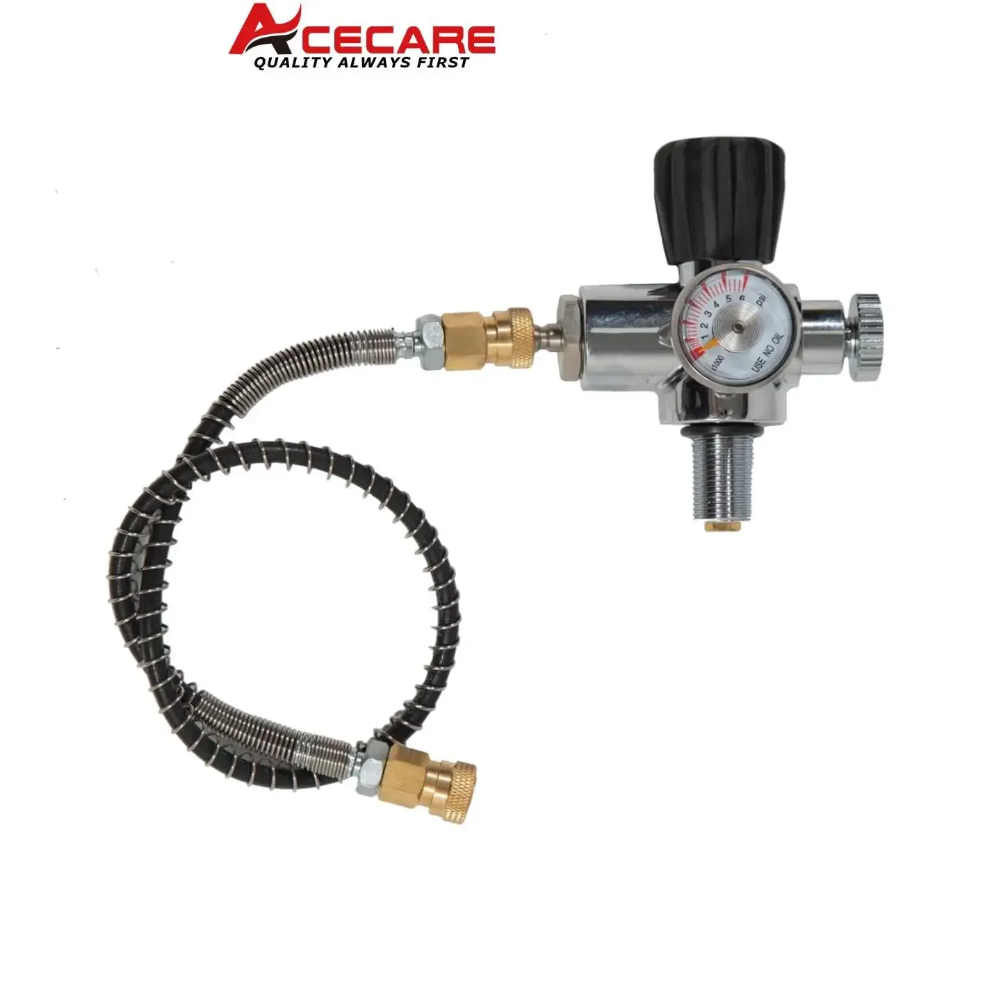 Acecare 4500Psi 300Bar 1.1L أسطوانة من ألياف الكربون مع صمام تنظيم خزان HPA زجاجة الضغط العالي الغوص M18 * 1.5