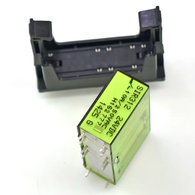 SIR312 Forced Guided Contact Safety Relay, High Sensitive 24 Volt DC Coil Complete with Mounting Base Socket