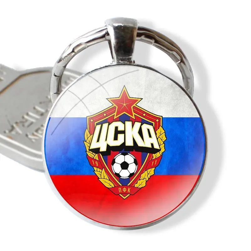 Keychain Handmade Glass Cabochon Key Ring Holder Pendant Key Chains cska moscow