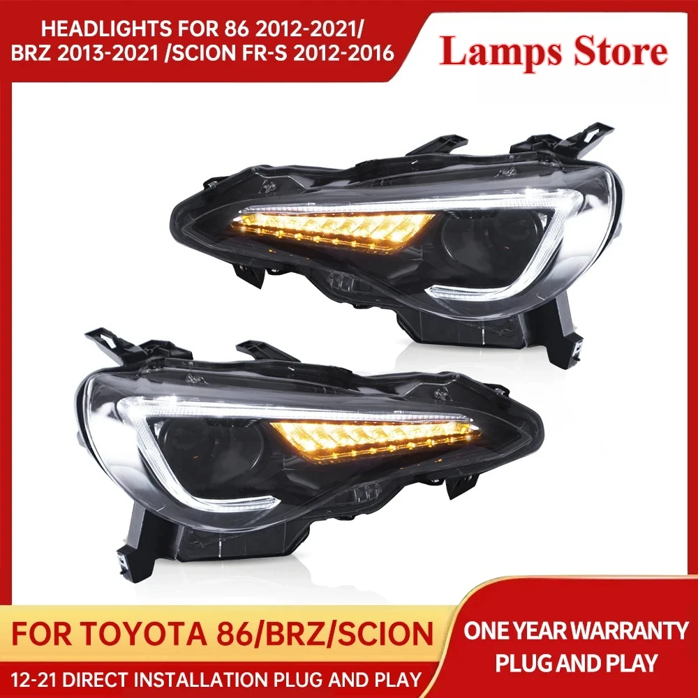 Image of Voll-LED-Scheinwerfer für Toyota 86 Subaru BRZ Scion FR-S 2012-2021 Montage Dual-Beam-Projektor DRL Sequenzielles Signal 2 Stück