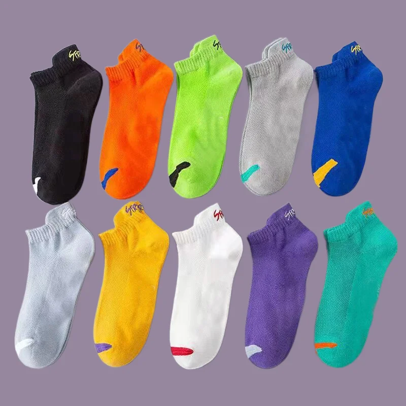 10 Pairs High Qualityh Men's Sports Socks Men Breathable Street Fashion Sport Deodorant Travel Running Socks Casual Boat Socks