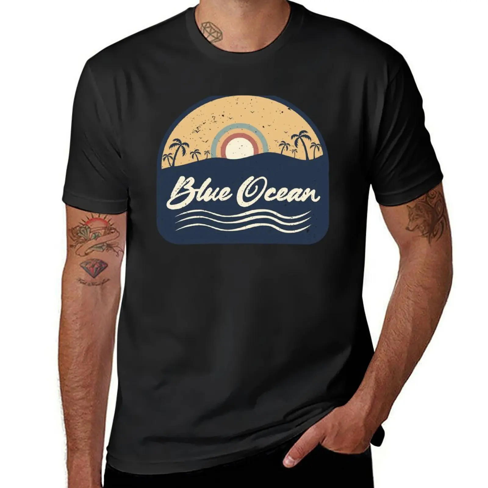 

Blue Beach Ocean retro summer surfing 2022 retro summer surfing retro summer T-shirt Blouse anime mens champion t shirts