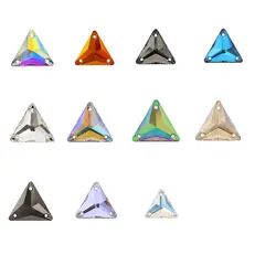 Triangle Sewing Rhinestone Flat Back Buttons Diy Crystals Glass Stones Glitter Sewn Crystals For Needlework Decorative Button