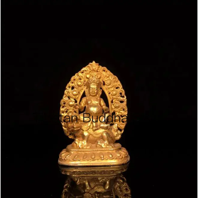 13cm Tibetan Pure Copper Gilded Treasure Heavenly King Buddha Statue and Buddha Statue Ornament