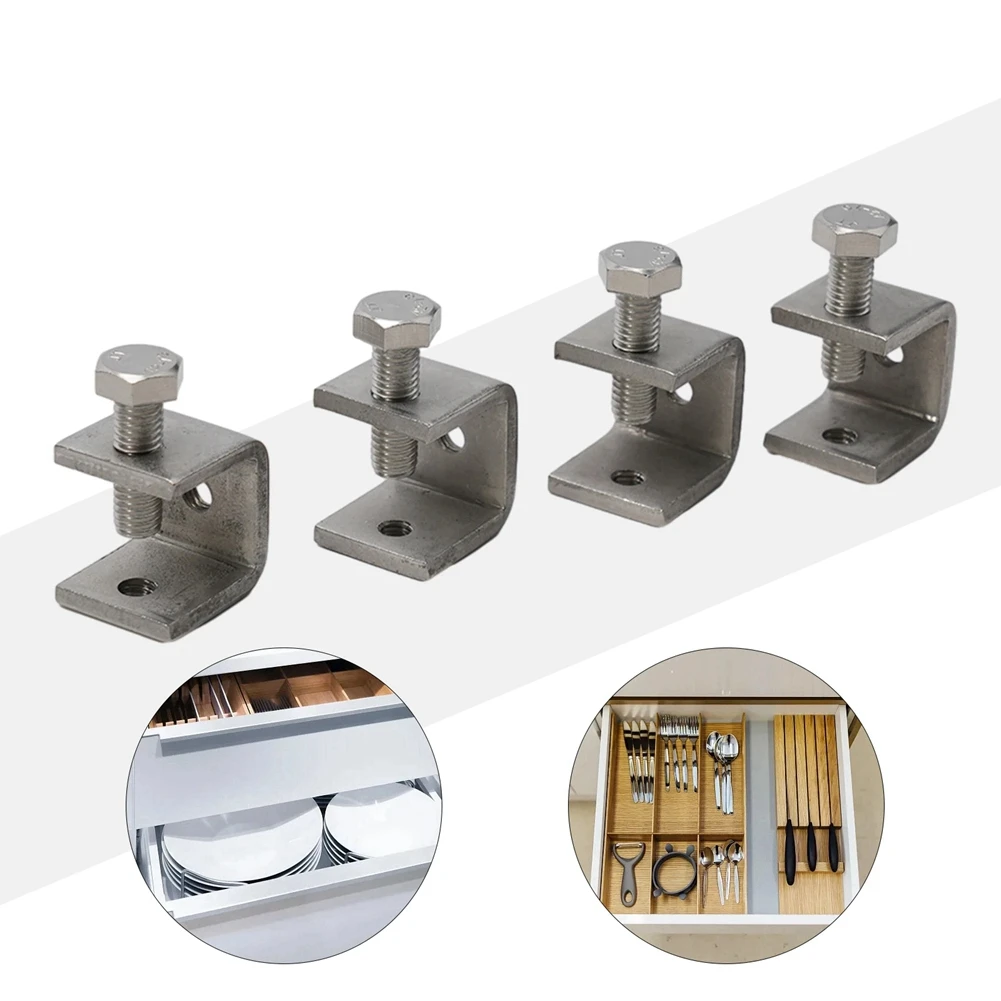 Abrazadera cuadrada de tubo de acero de 4 piezas, anillo de tracción, Clip de soporte fijo ajustable, sujetadores de Hardware multifunción