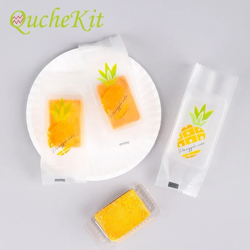 100Pcs Flat Food Plastic Bags Pineapple Crisp Packaging Bag Hot Seal Cake Nougat Candy Cheese Food Package Bags Christmas Favors