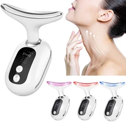 EMS Facial Neck Massager Beauty Red Light Therapy Microcurrents Double Chin Reduce Skin Care Sonic Vibration Anti Aging Device