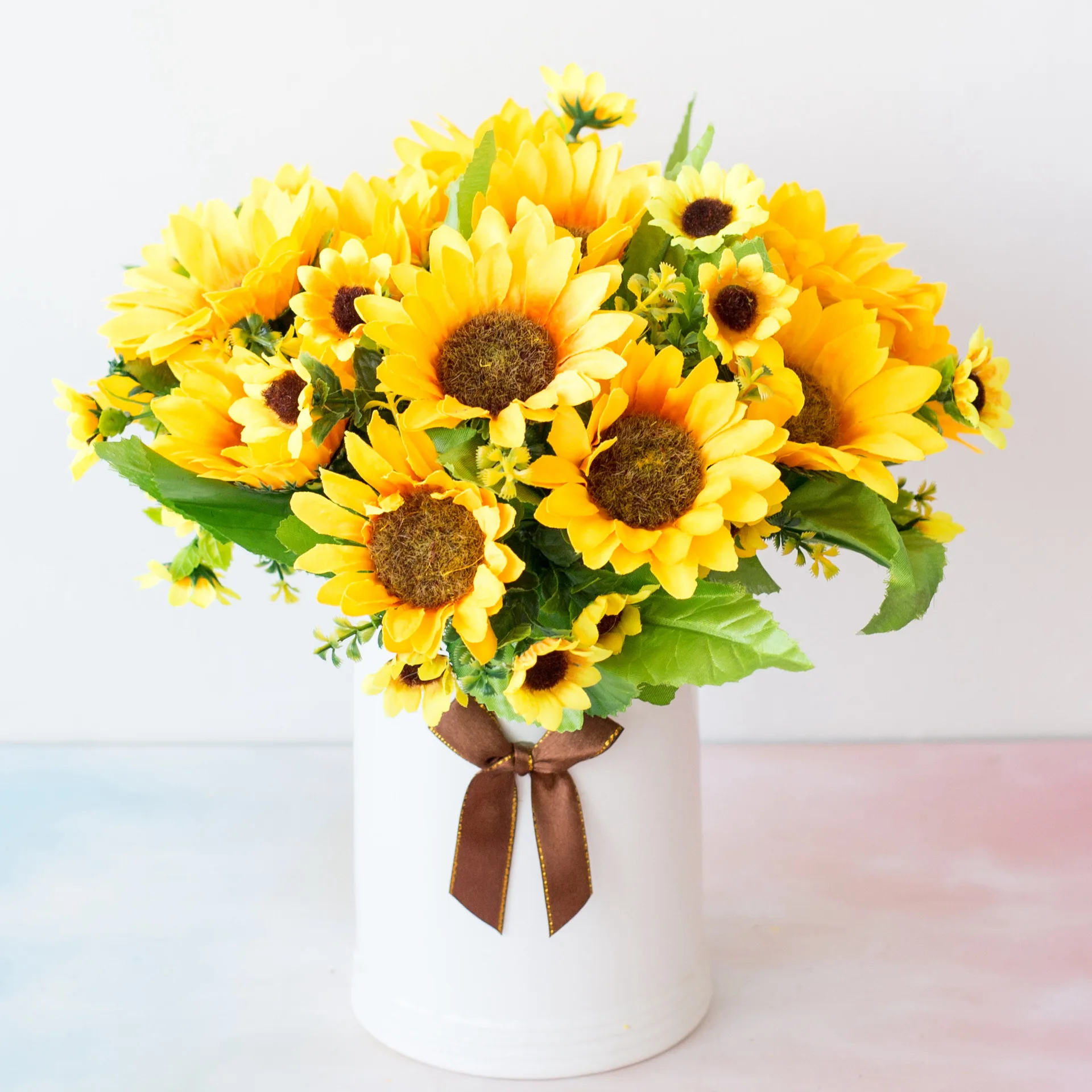 7 Branch Artificial Sunflower Bouquet Silk Sunflower Fake Flower DIY Wedding Bouquets Home Party Decor Sunflower Harmony