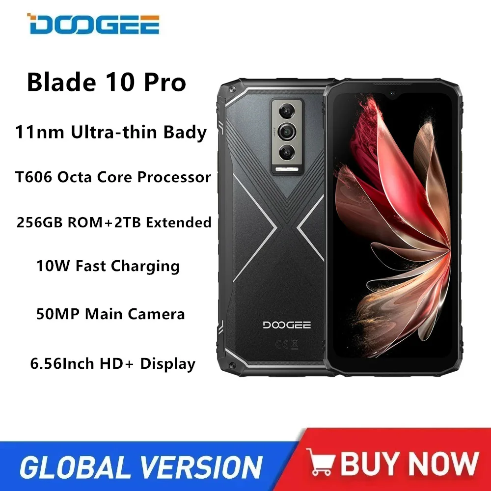 DOOGEE Blade 10 Pro Rugged 4G Smartphone 6.56Inch HD+ Screen Octa Core 6GB+256GB Android 14 Mobile Phone 50MP Camera 5150mAh NFC