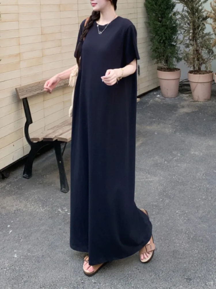 Zomer Oversize Zwarte T-shirt Jurk Vrouwen Koreaanse Losse Split Biglarge Korte Mouw Dames Jurken Lange Vrouw Jurk Vestidos