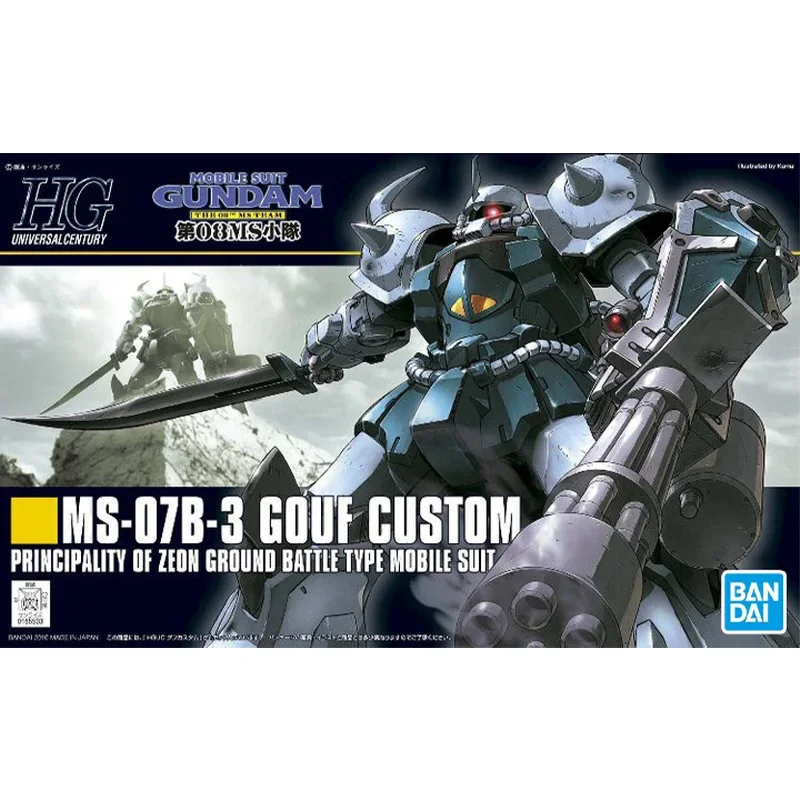 Bandai Original Gundam Model Kit Anime Figure HGUC 1/144 MS-07B-3 GOUF CUSTOM Action Figures Collectible Toys Gifts for Kids