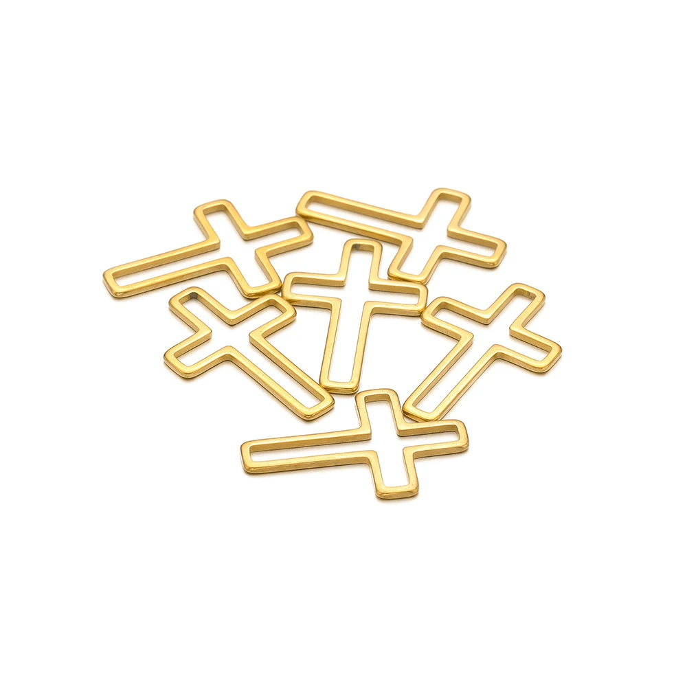 20/50pcs Stainless Steel 16/20/25mm Hollow Cross Charms Religious Pendants Bulk for Earrings Necklaces Making DIY Jewelry Crafts