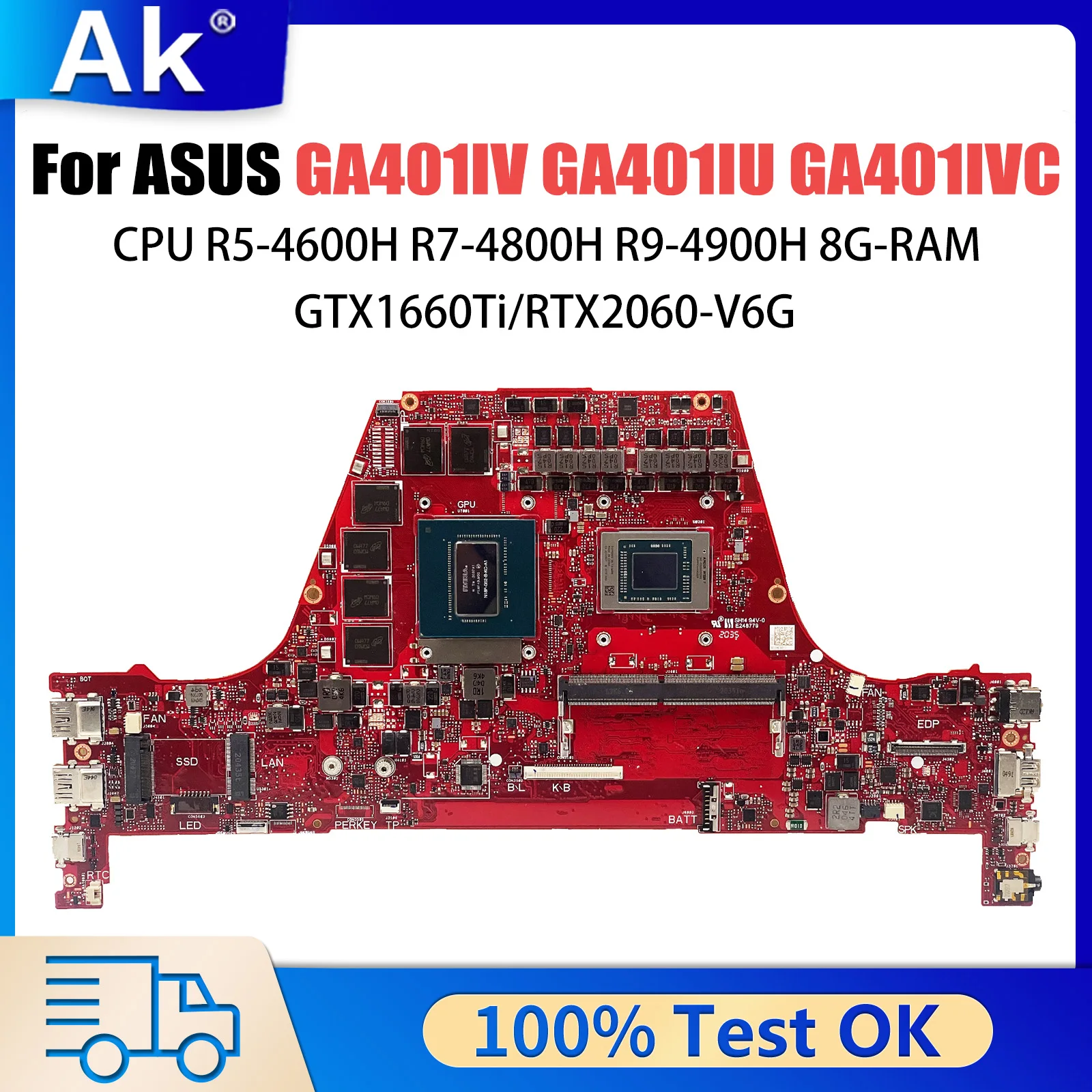 

GA401I Mainboard For ASUS ROG Zephyrus G14 GA401IV GA401IU GA401IVC Laptop Motherboard CPU With R5 R7 R9 GTX1660Ti/V6G