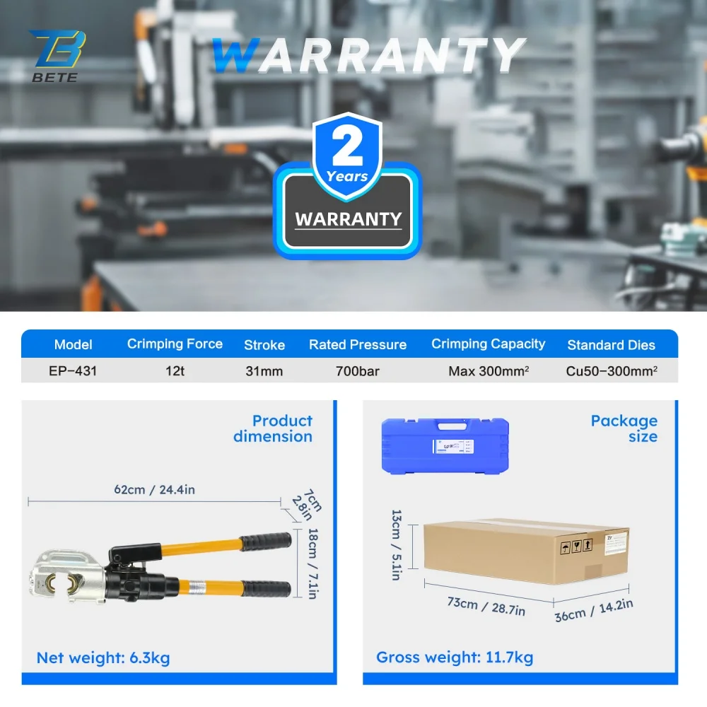 TLF EP-431 أداة العقص الهيدروليكية اليدوية 12ton للكابل حتى 300 مم 2 #5