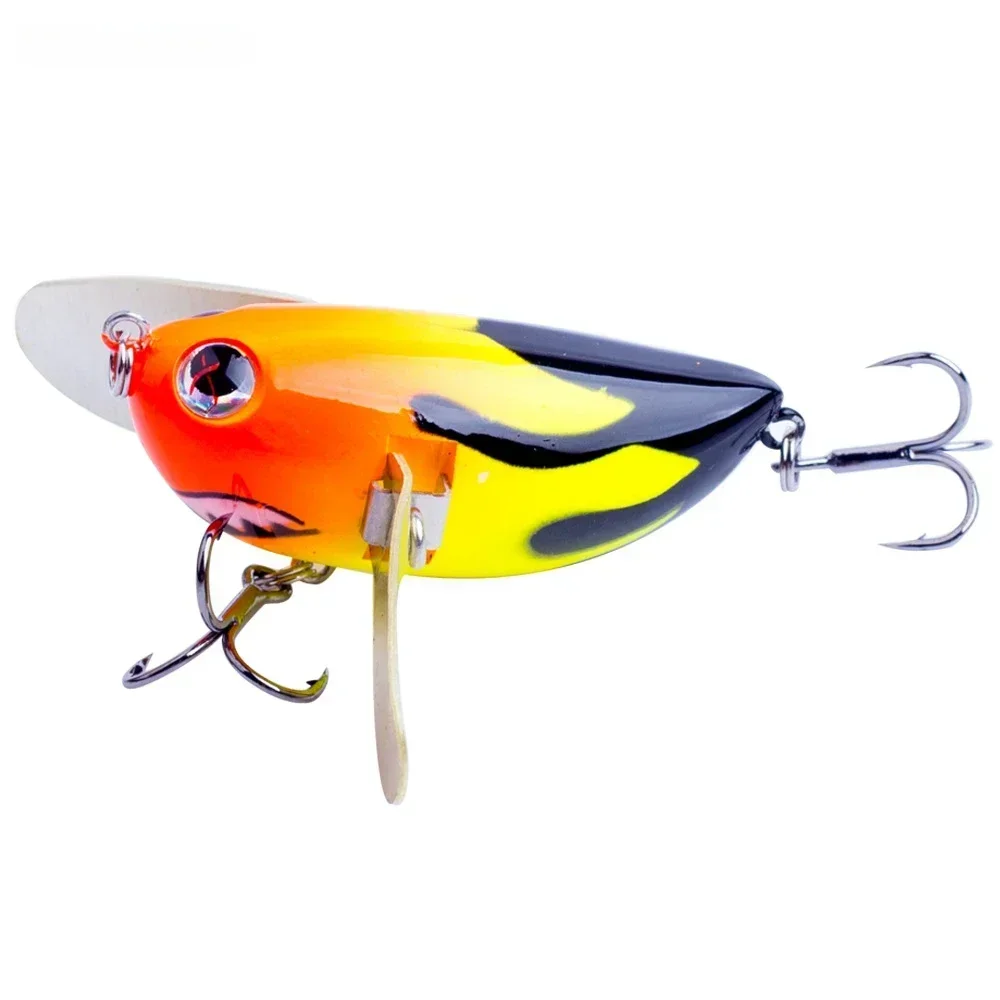 58mm/12.5g Bionic Cicada Fishing Lure Topwater Popper Perch Insect Lure Lifelike Bee with Two Metal Spoon Wings Wobblers Bait