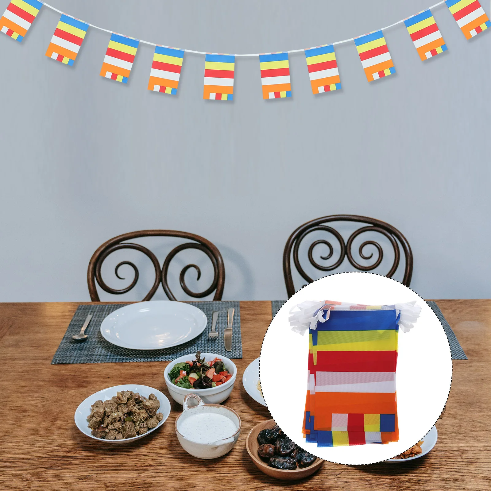 

Five Colored Flags Colorful Polyester Prayer Hanging Banner Temple Material Outdoor Indoors Five