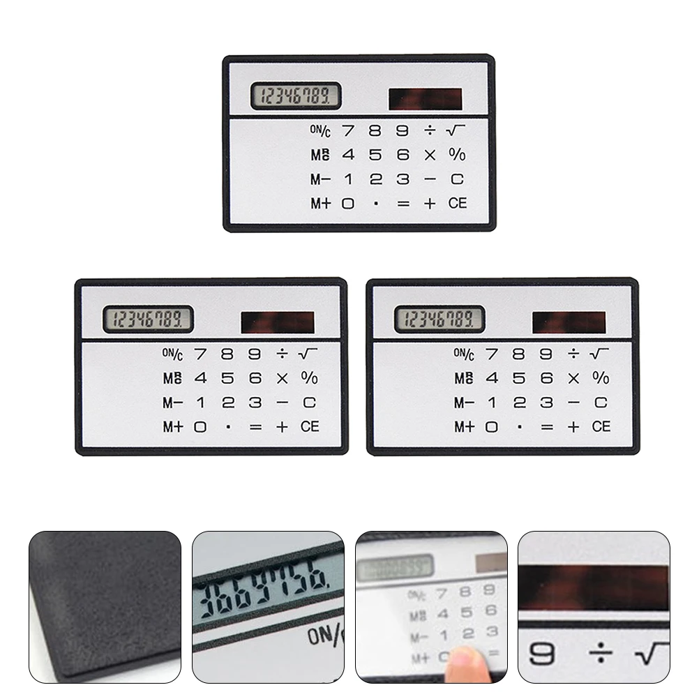 

1 set Solar Calculator Thin Students Handheld Portable Calculating Tool School Office Supplies Lightweight Easy Use