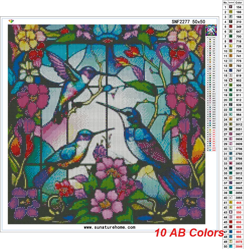 Sunature AB Diamond Painting Art Full Square Round Drills Bird Diamond Painting Kits (5-10 AB Colors)