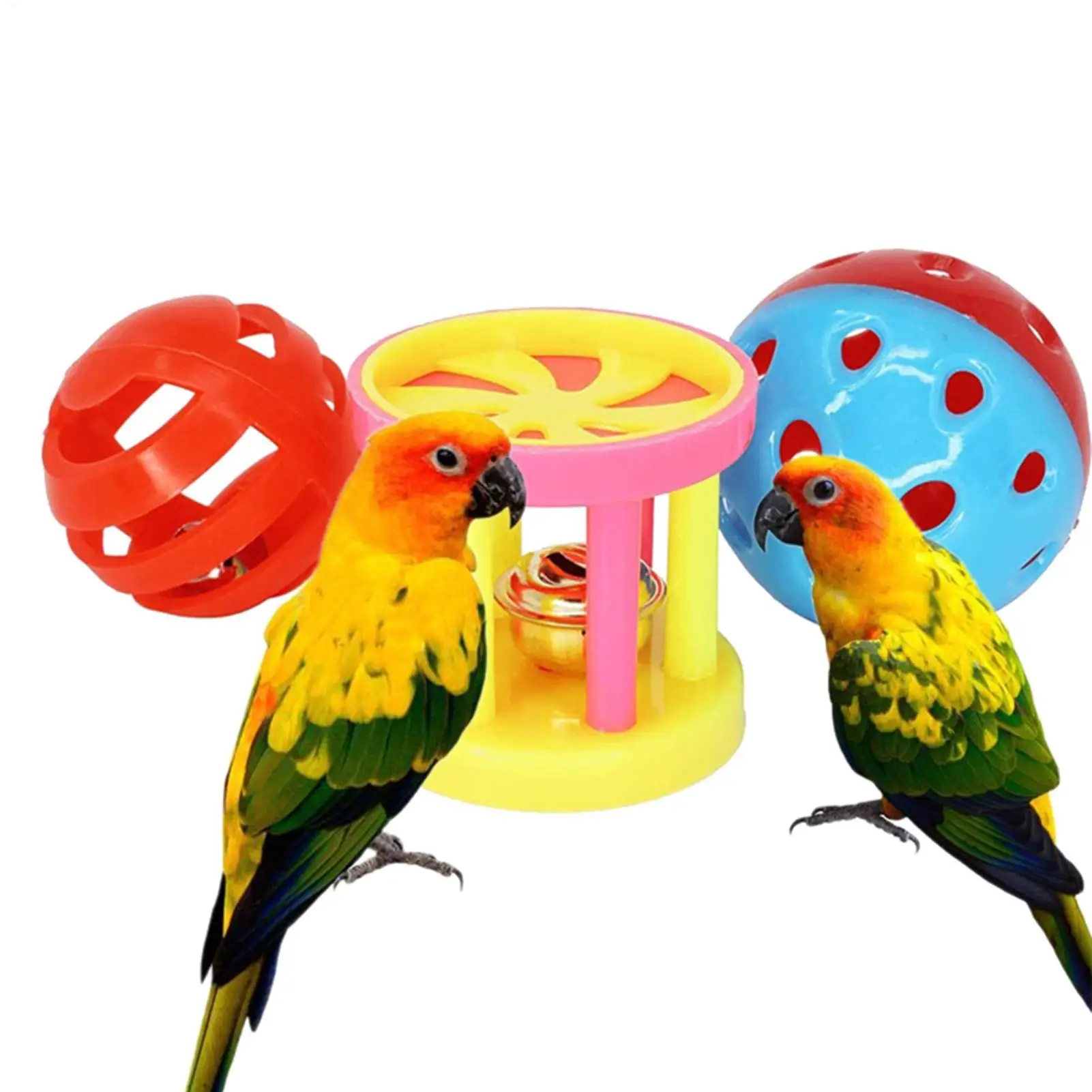 Bird Toys For Parrots Chew Toy Balls For Parakeet Bite Resistant Hangable Bird Training  Toys With Small Holes colorful Bell