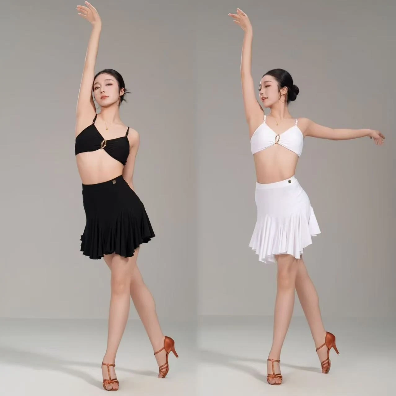 

2025 Female Dance Outfits Strap Top Skirt Latin Dance Performance Costume Women Outfits Chacha Rumba Tango Dance Wear DN21312