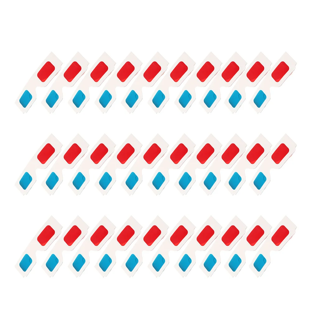 

30Pcs 3D Glasses Cardboard Paper Anaglyph Movie Video Glasses Disposable Lightweight Comfortable Safe for Kids