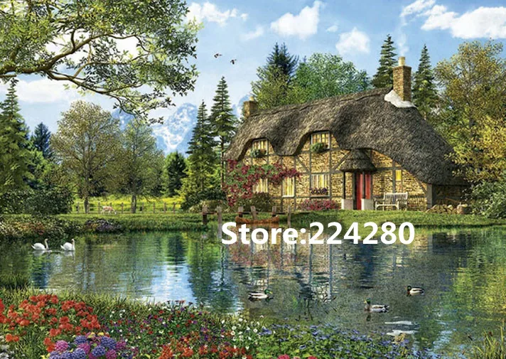 Beautiful Lake View Villa Sewing Kit 18CT 14CT Unprinted Cross Stitch Kits Embroidery Art DIY Handmade Needlework Home Decor