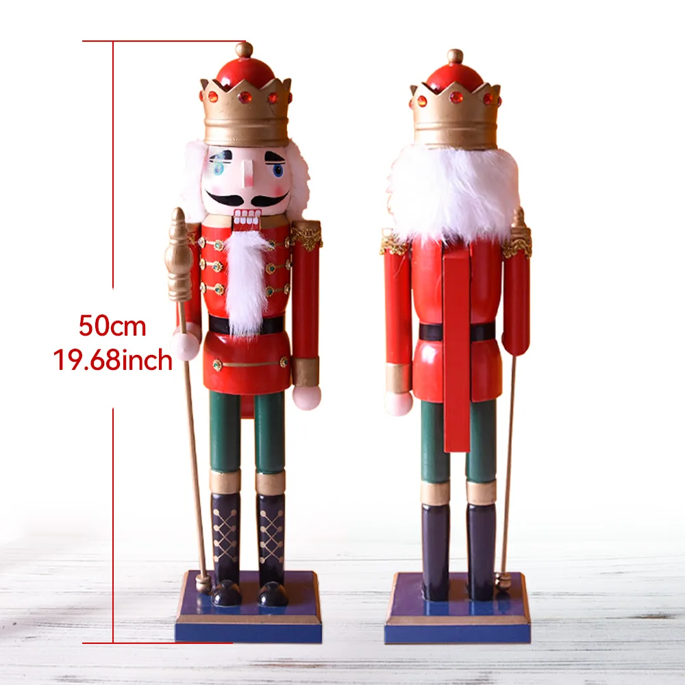 Cascanueces de Navidad de 50CM, adorno de Cascanueces de madera, figura de soldado rey, muñeca artesanal, juguete para regalo, decoración de escritorio para el hogar y la Oficina