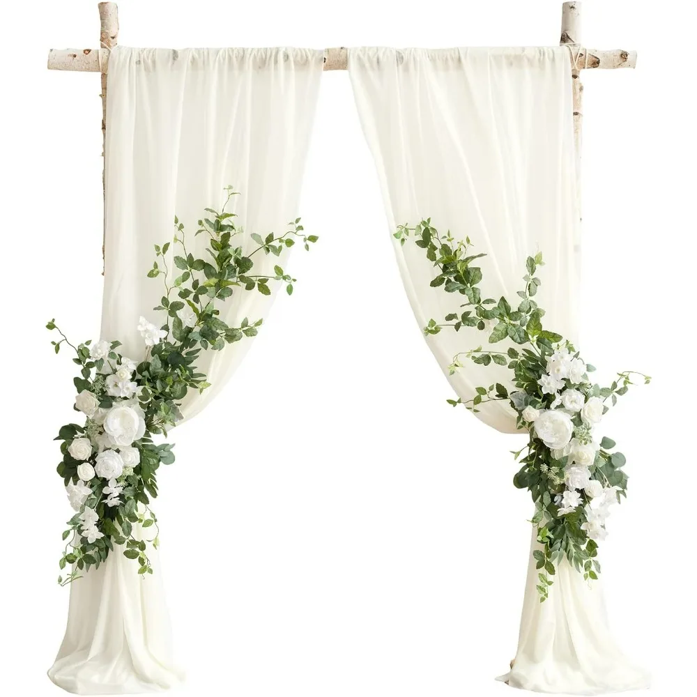 Wedding Arch Flowers Kit Pack of 4, 2pcs Artificial Flowers Garland Arrangements, Ceremony Reception Arbor Backdrop Outdoor