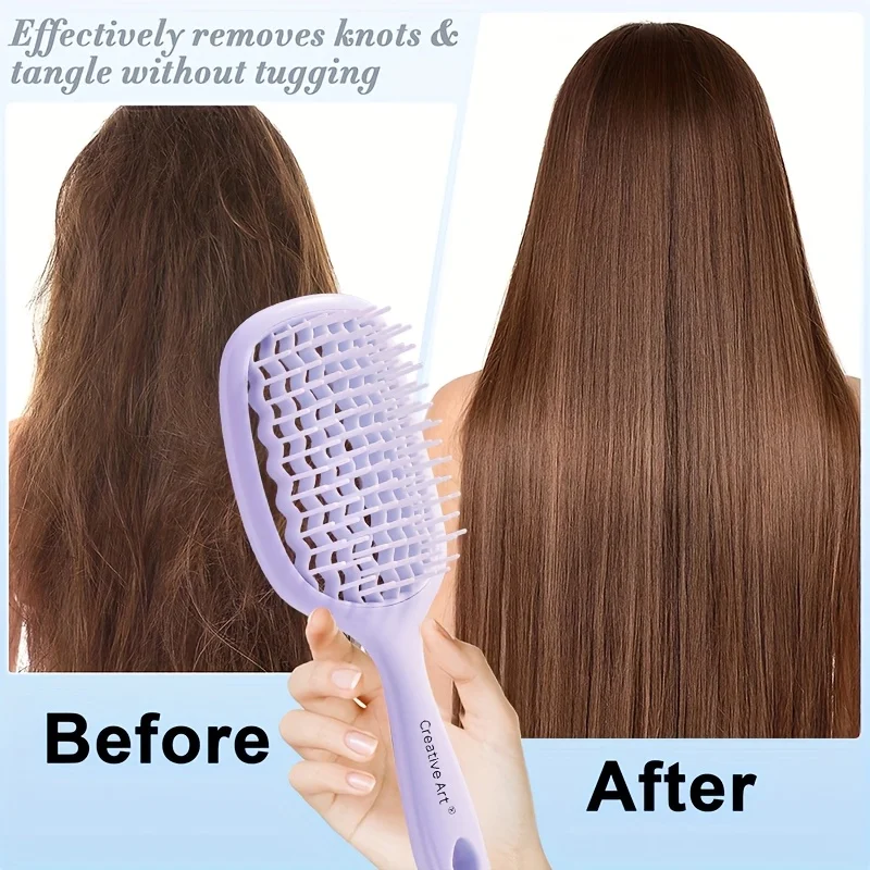 1 Piece, Two Colors, Square Hollow Comb, Wide-Tooth Comb, Easy to Remove Fluff and Scalp Massage, Ventilated, Detangling Wet Hair Brush, Elastic Comb Suitable for All Hair Types, Wet and Dry Hair