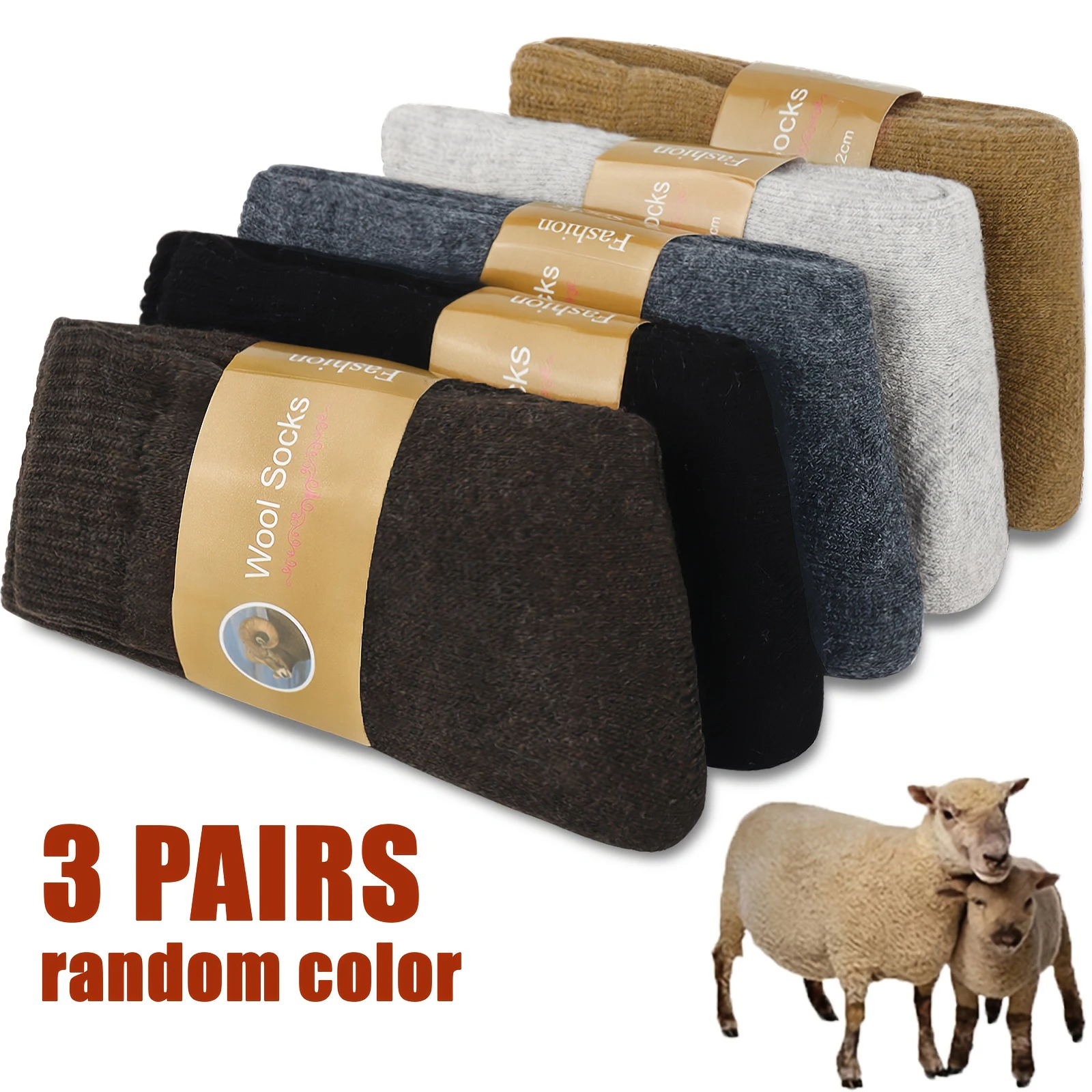 

3Pairs Wool Thermal Socks Men's Plue Thick Winter Warm Mid-Calf Sock Soft Comfortable Gift(Christmas for Mom Teenager) Size36-42