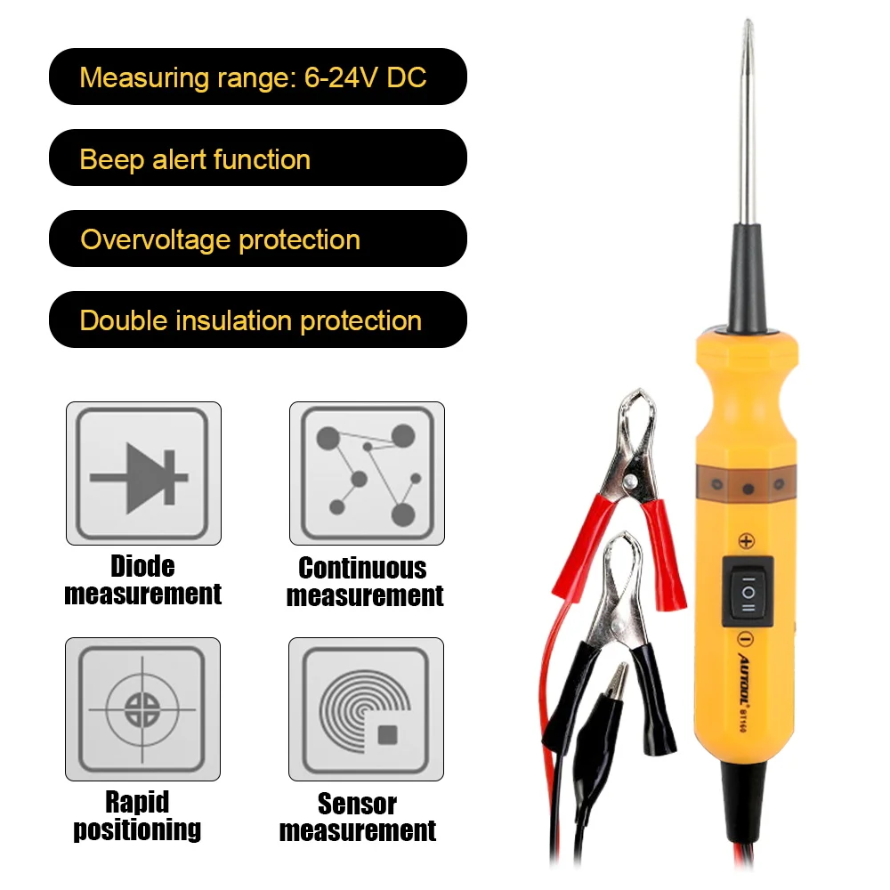 Autool BT160 Auto Circuit Tester Power Probe Car Diagnostic Tool Electric Voltage Integrated Scanner for 12V Car 24V Heavy Truck