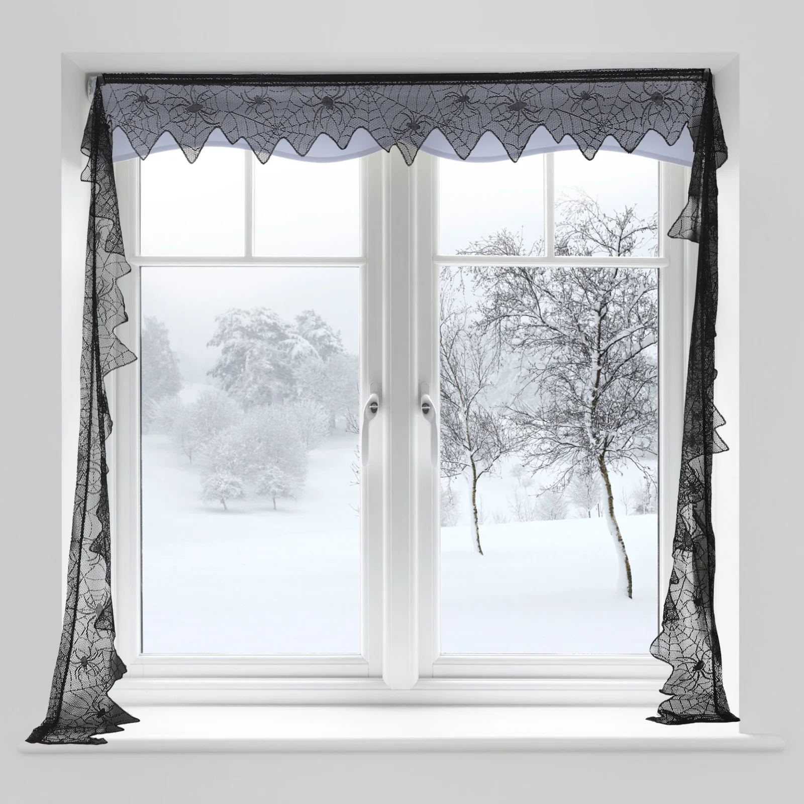 

Cobweb Curtains Creepy Pattern Door for Doorway Halloween Pocket Polyester Decorative Horizontal Hanging