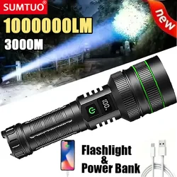 High Power Led Flashlight Type-c Usb Rechargeable Long Range Tactical Torch Strong Light Lamp Outdoor Ultra Powerful Flash Light