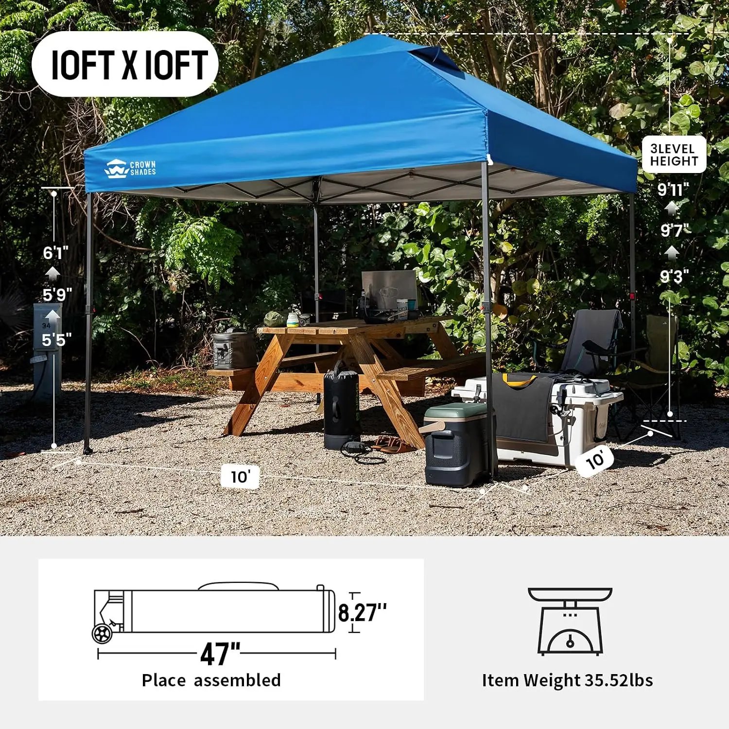 10x10 Pop Up Canopy Tent,Instant Outdoor Shelter,Vented Waterproof Beach Camping,8 Stakes 4 Sandbags,Bag, Customized