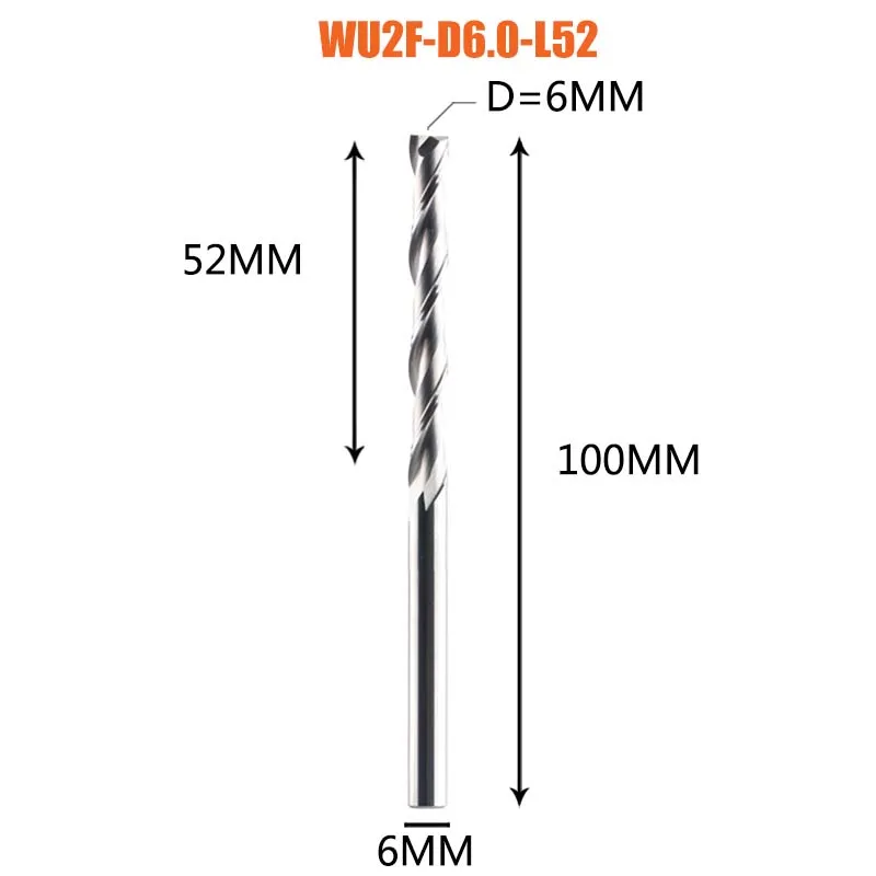 Dreanique 1-delige UP Cut Solid Carbide frees 3.175 4 6 8mm 2-snijders spiraal frees Carbide frees voor hout MDF