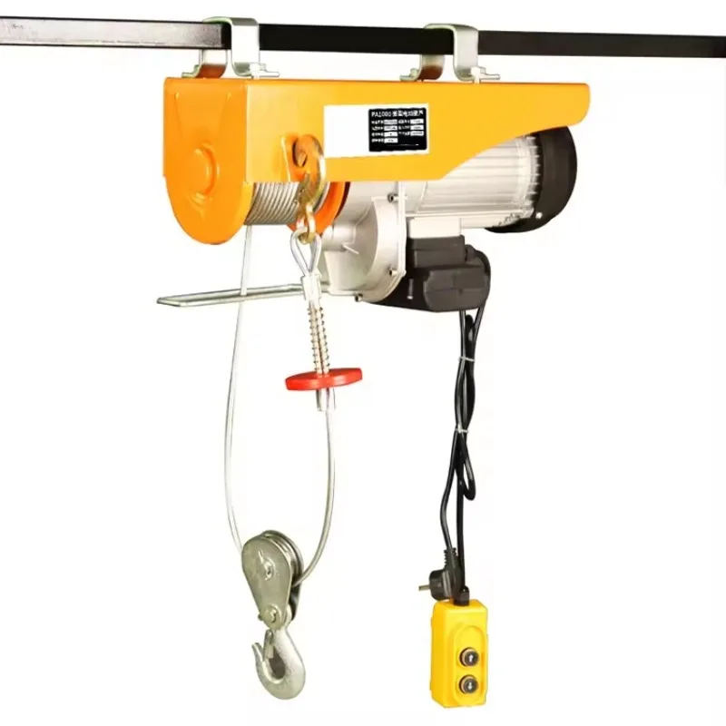 1T Electric Hoist 220V Mini Winch Wireless Remote Control Lifting Machine For Home Use Construction Building